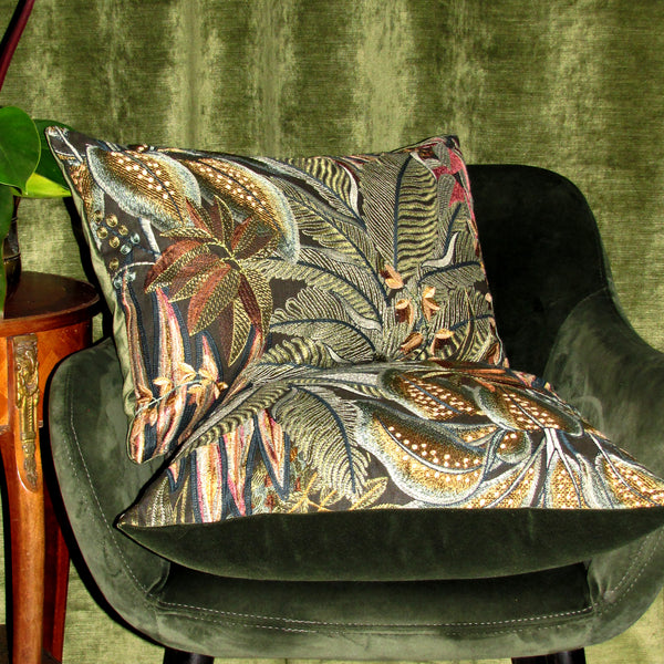 Jungle Room embroidered cushion cover