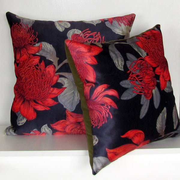 waratah velvet cushion cover