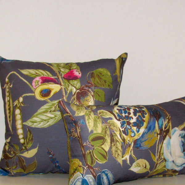 Orchard linen cushion cover, blueberry