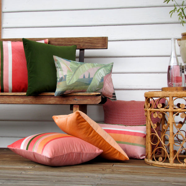 Coral South Beach Stripe, indoor/outdoor cushion cover