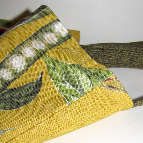 handy tote, mustard linen with olive handles
