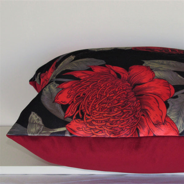 waratah velvet cushion cover