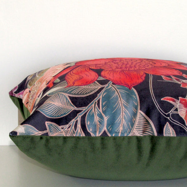 waratah bloom velvet cushion cover