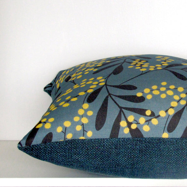 wattle teal cushion cover
