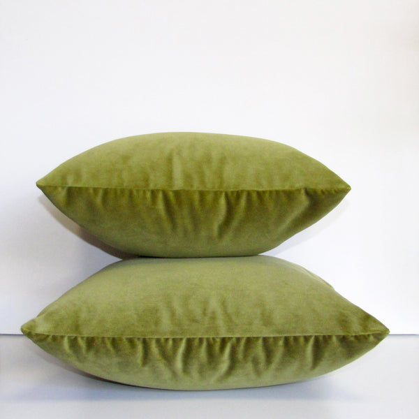 Moss green velvet cushion cover