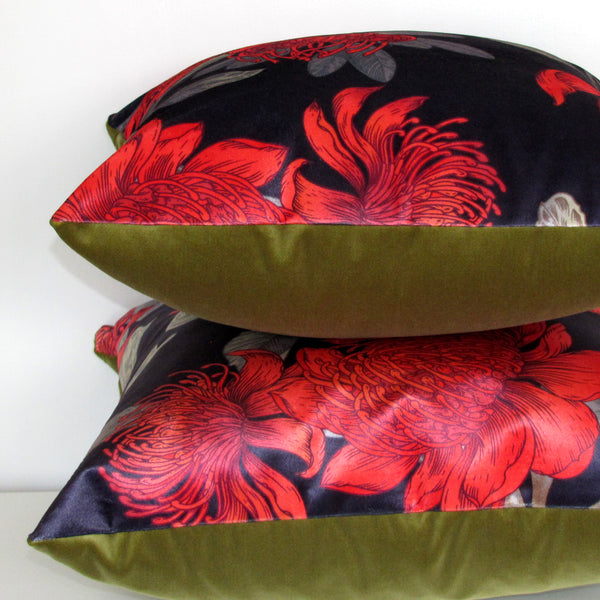 waratah velvet cushion cover