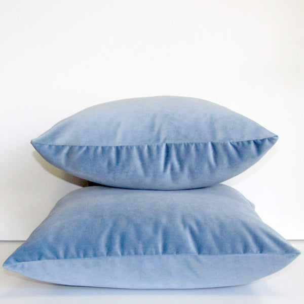 Cloud blue velvet cushion cover