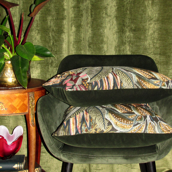Jungle Room embroidered cushion cover