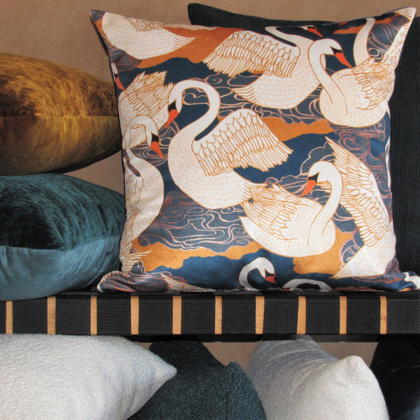 Swan velvet cushion cover