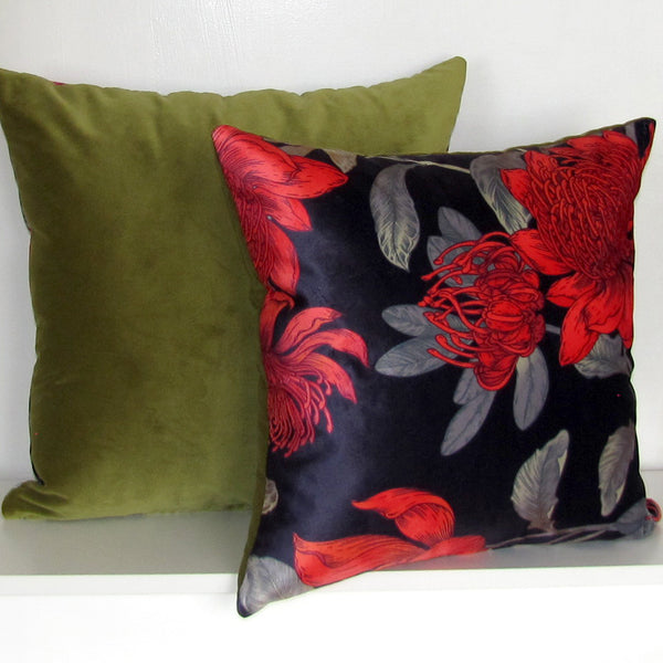 waratah velvet cushion cover