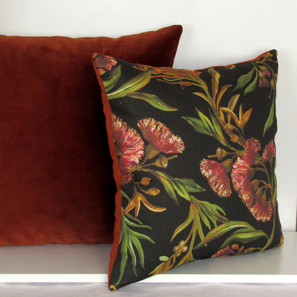 made to order dark flowering gum cushion cover