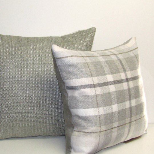 Sutherland Oatmeal check cushion cover