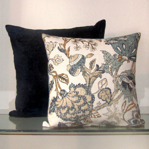 St Clair & teal linen cushion cover