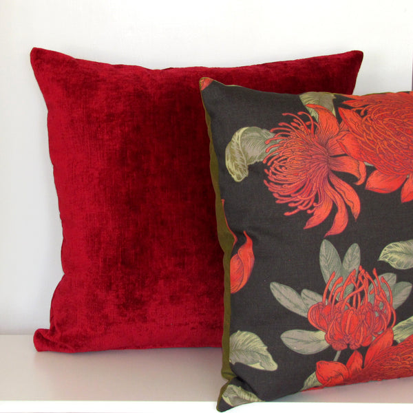 made to order Bespoke Red luxury Italian velvet cushion cover