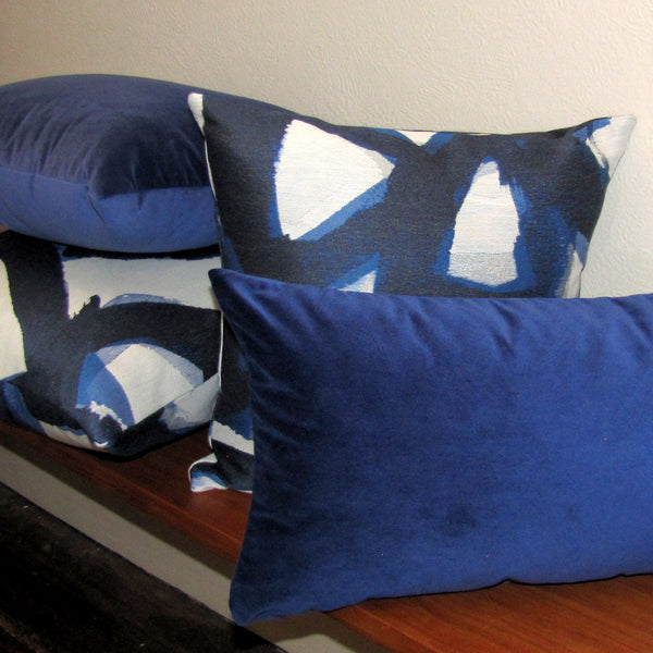 Cobalt blue velvet cushion cover