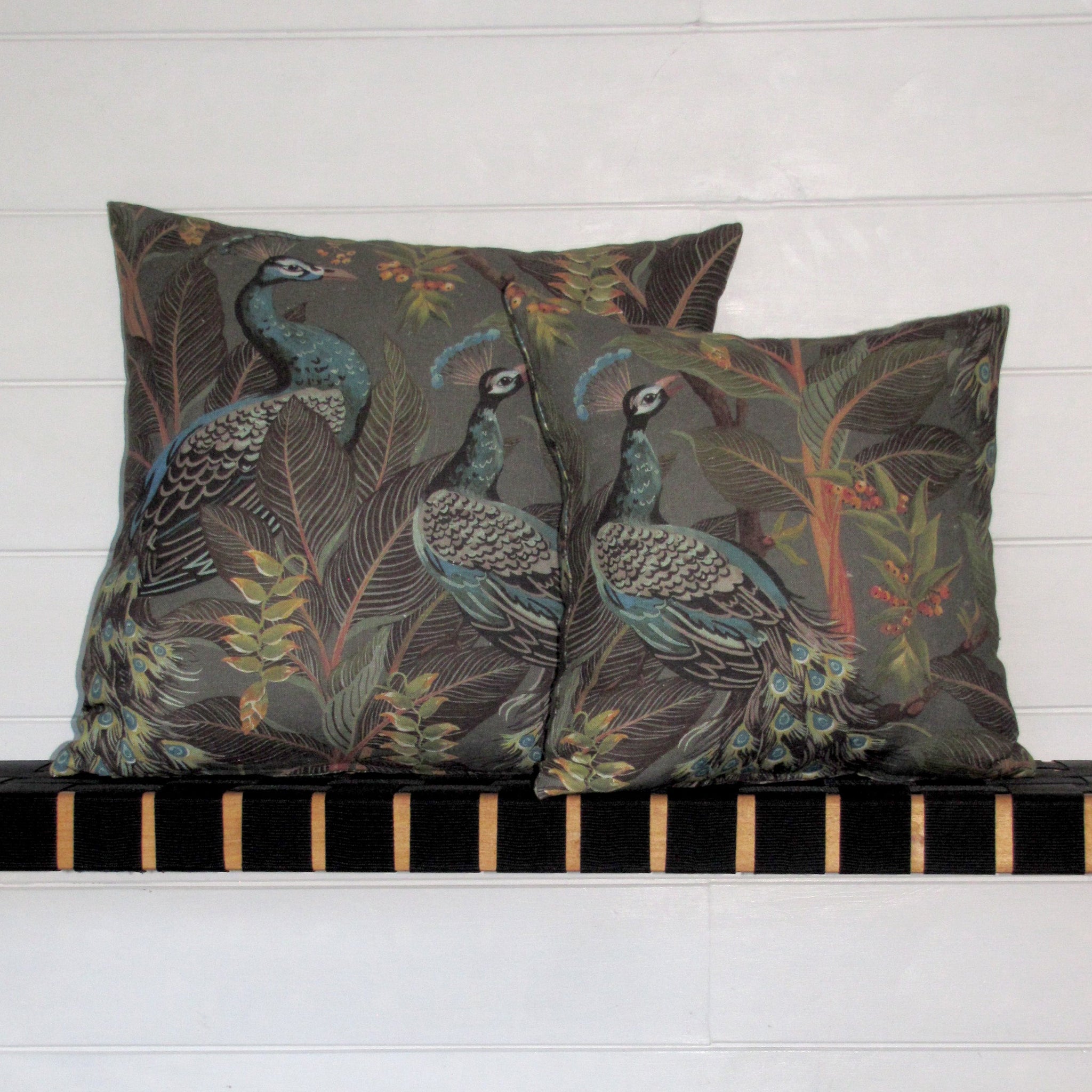 made to order Royal Peacock linen cushion cover