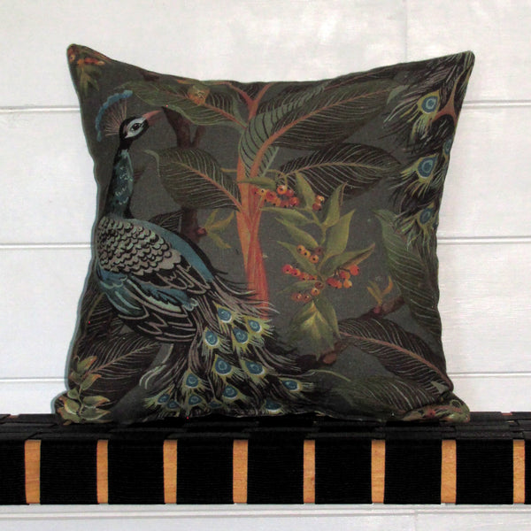 made to order Royal Peacock linen cushion cover