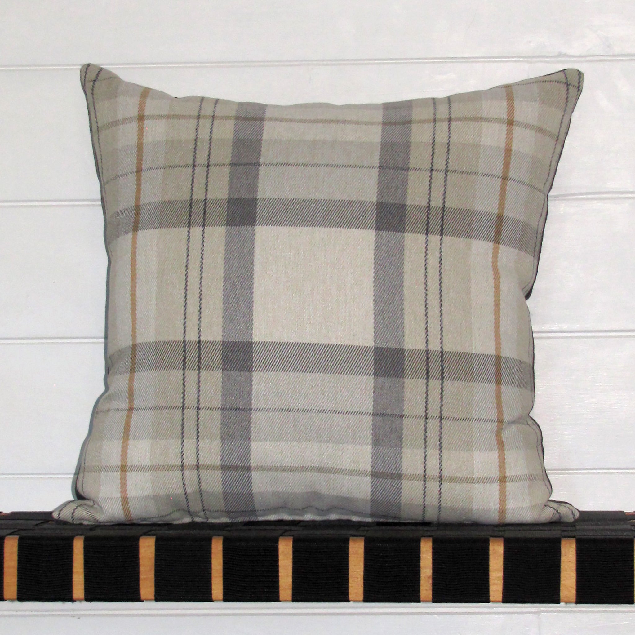 Lanark Oatmeal check cushion cover