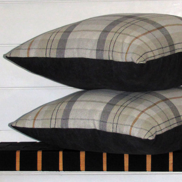 made to order Lanark Oatmeal check cushion cover