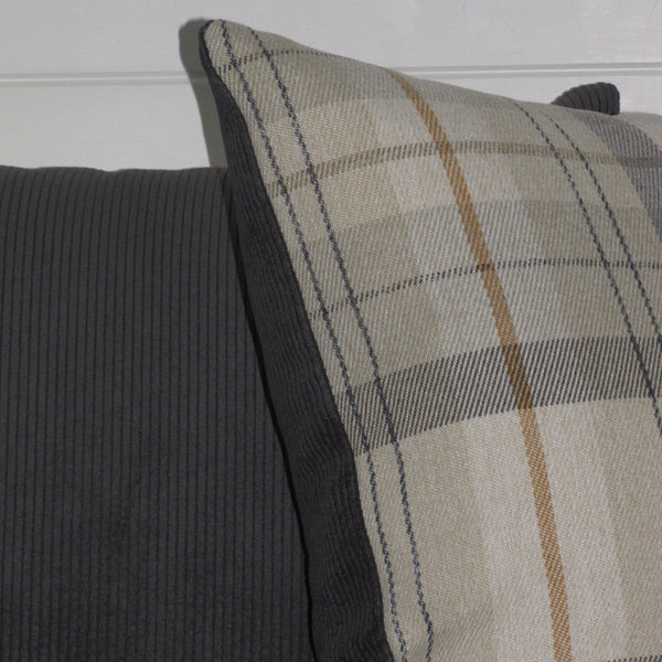 made to order Lanark Oatmeal check cushion cover