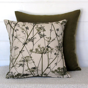 made to order Wild Chervil cushion cover, olive