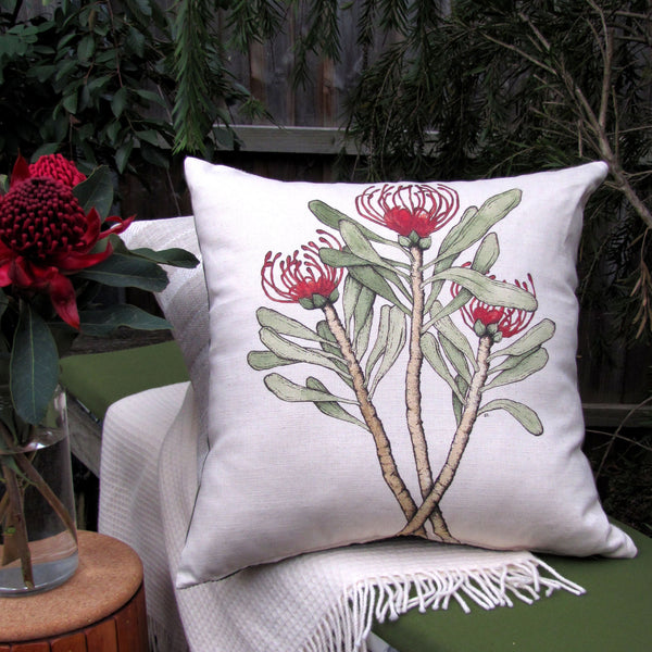 made to order waratah linen cotton cushion cover
