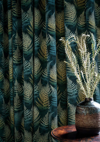 Woodland Fern Velvet, Ink Blue