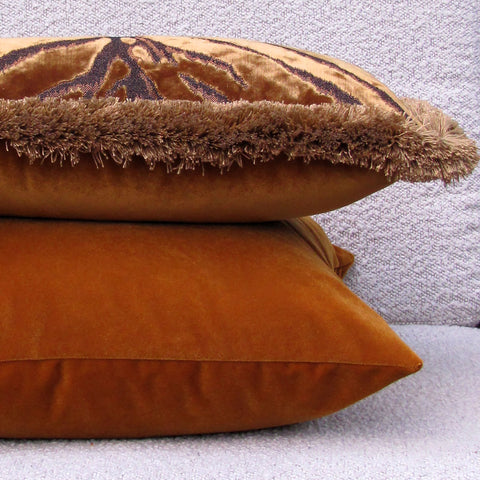 custom Bengal Tiger Gold Cushion Cover with fringe