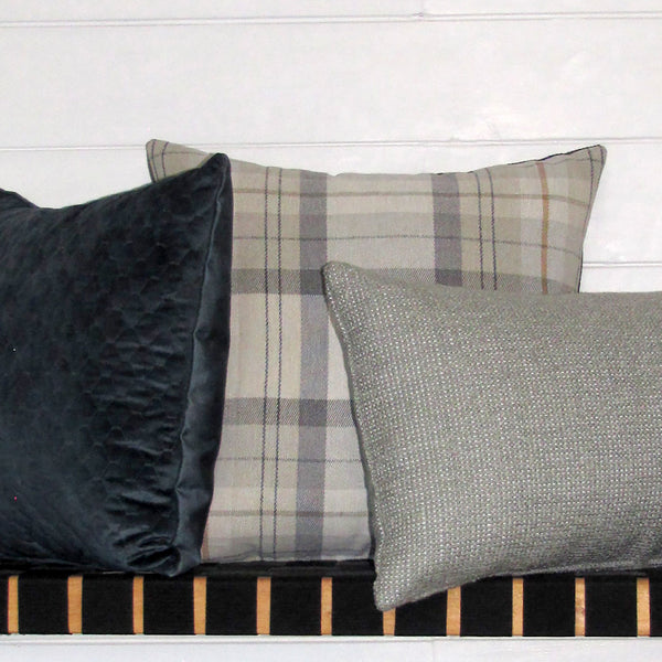 made to order Lanark Oatmeal check cushion cover