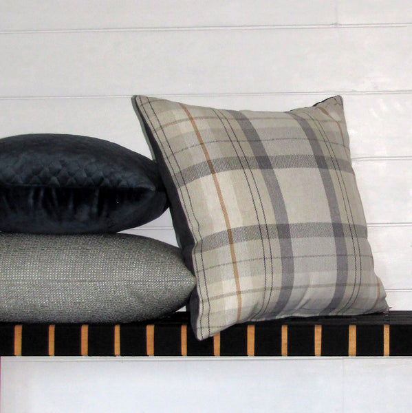 made to order Lanark Oatmeal check cushion cover