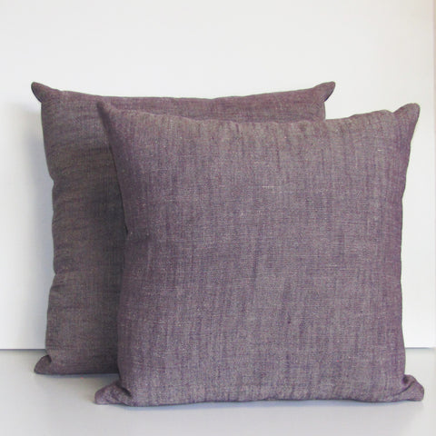 Aubergine linen cushion cover