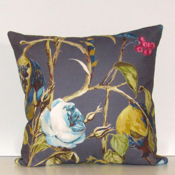 Orchard linen cushion cover, blueberry