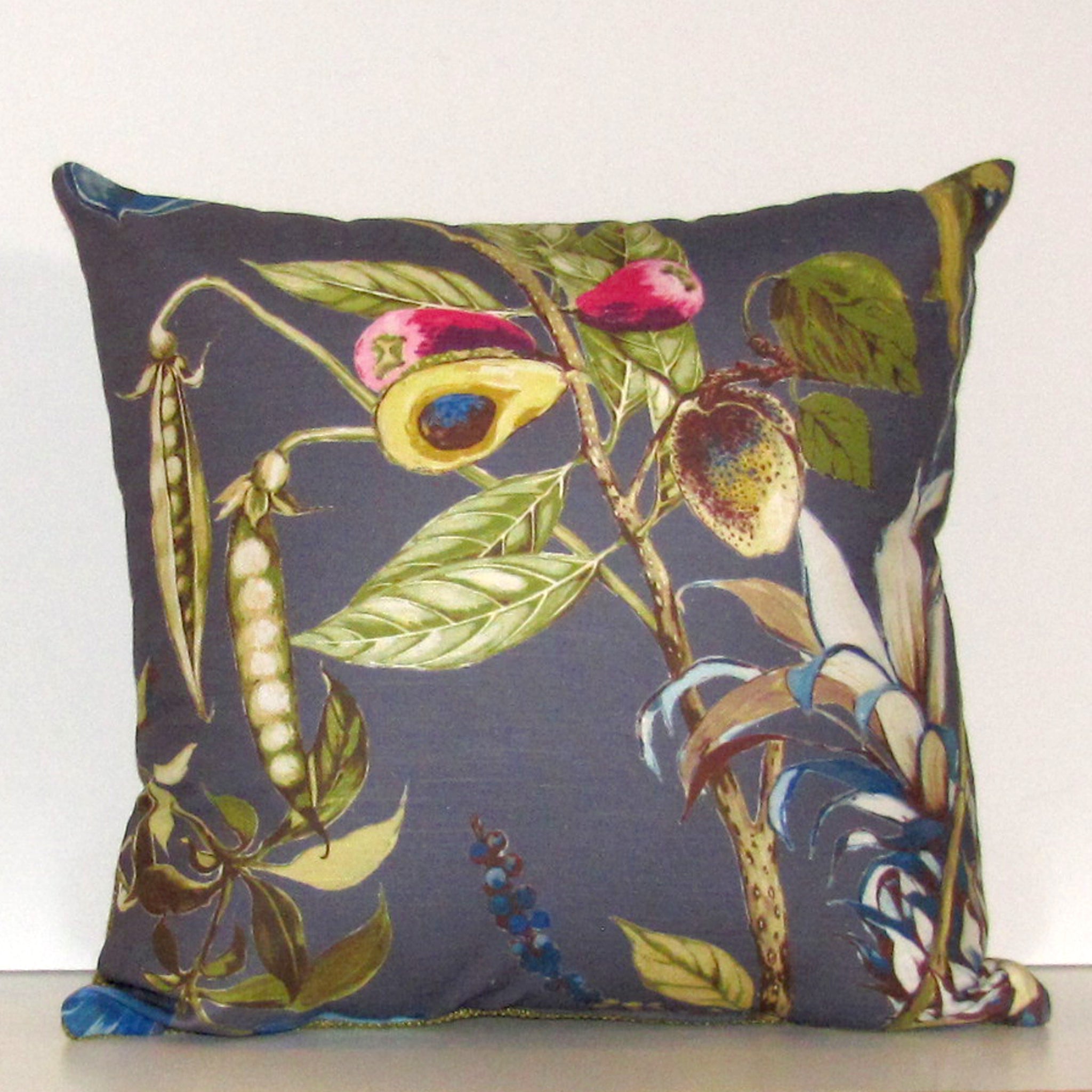 Orchard linen cushion cover, blueberry
