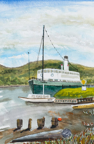 Nancy & Cartela on the Huon River at Franklin greeting card