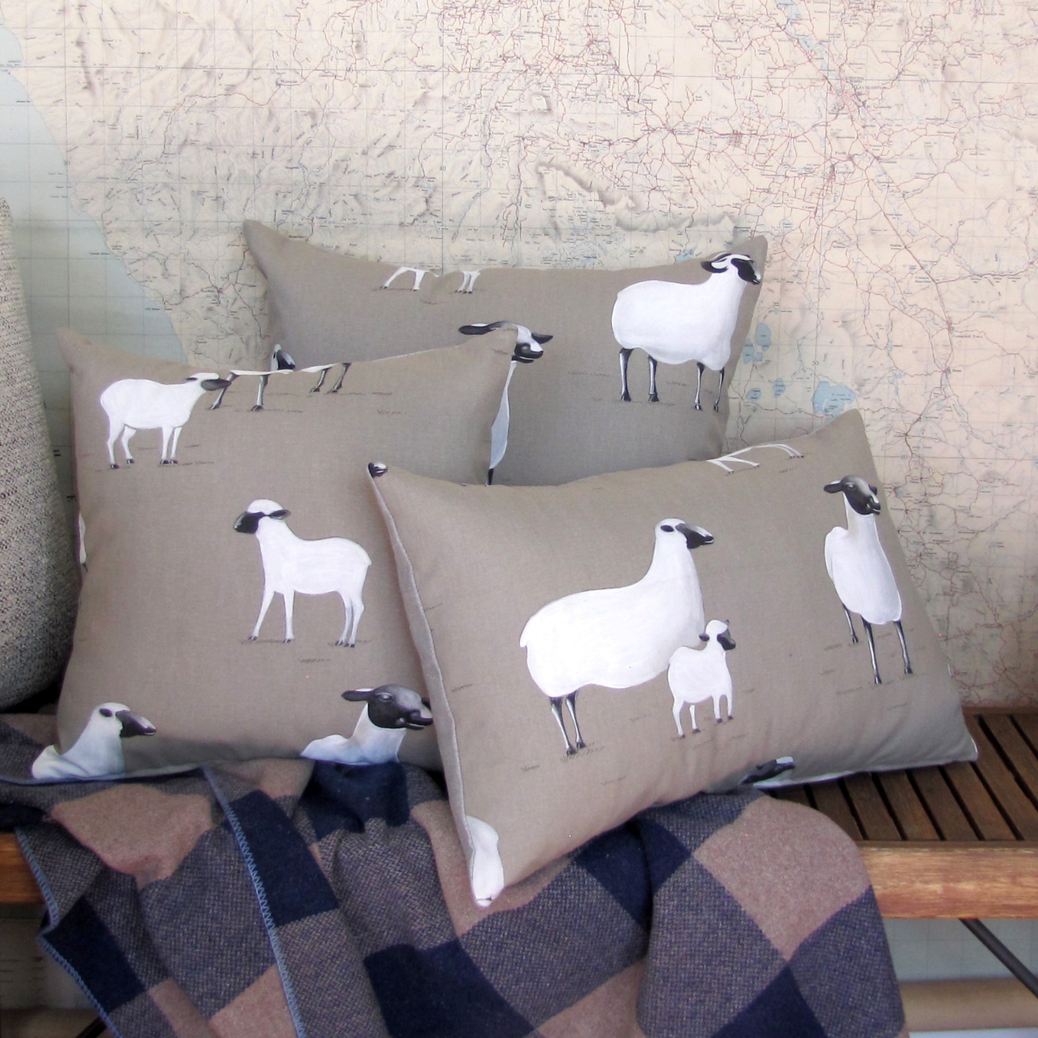 La Brebis linen cushion cover, sheep design