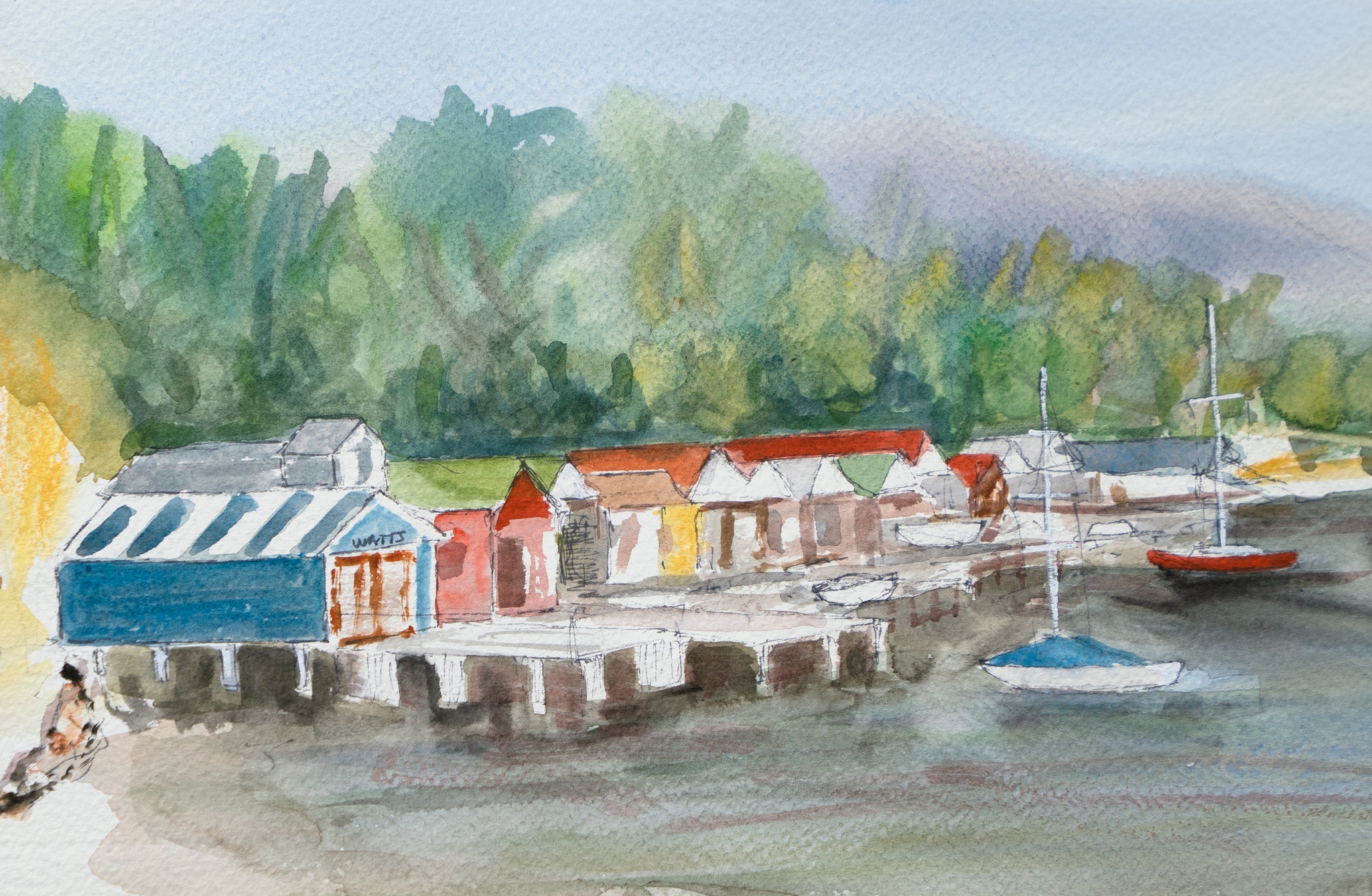 Boatsheds at Cornelian Bay greeting card