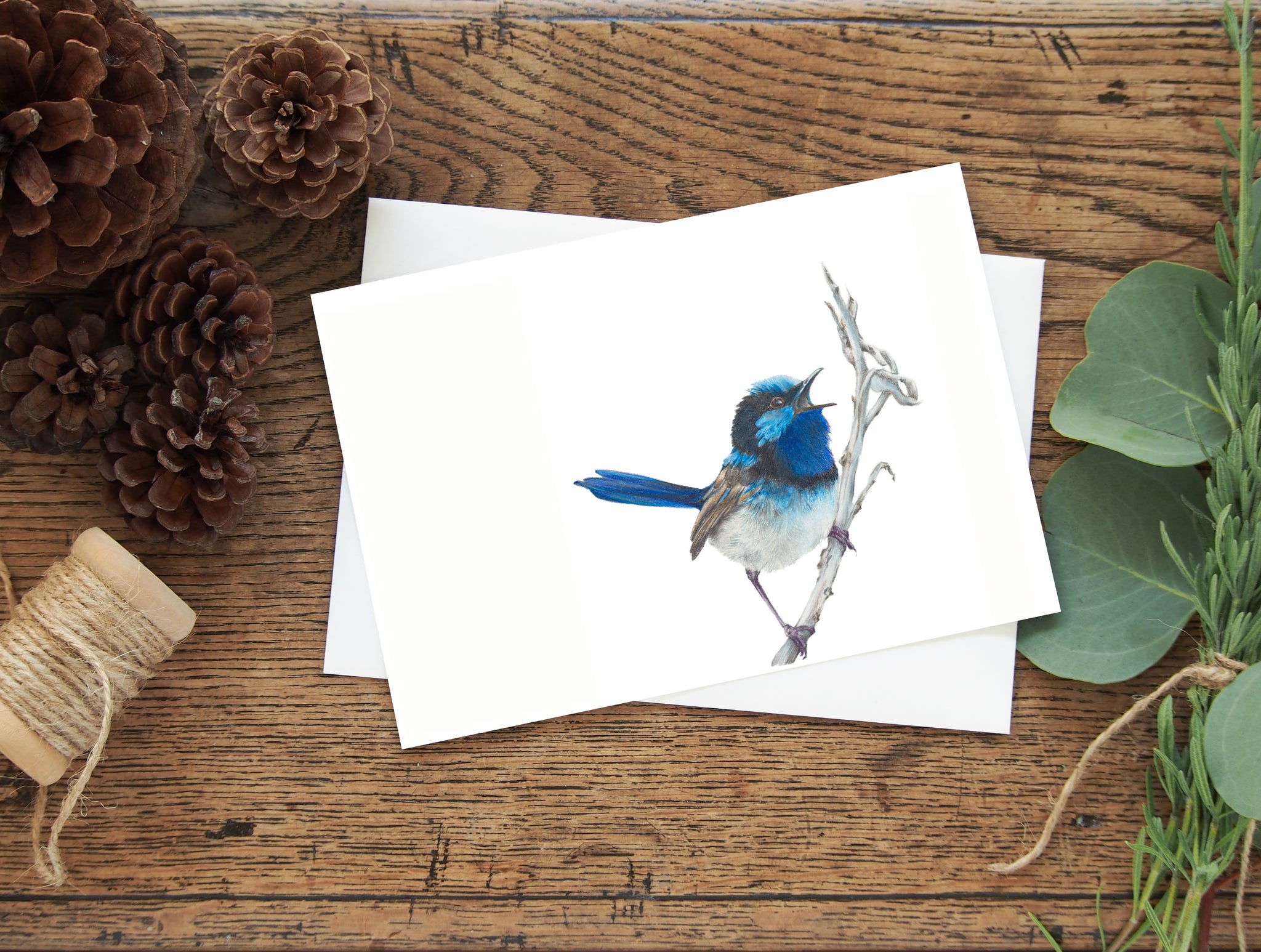 Blue Wren greeting card