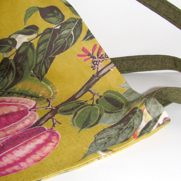 handy tote, mustard linen with olive handles