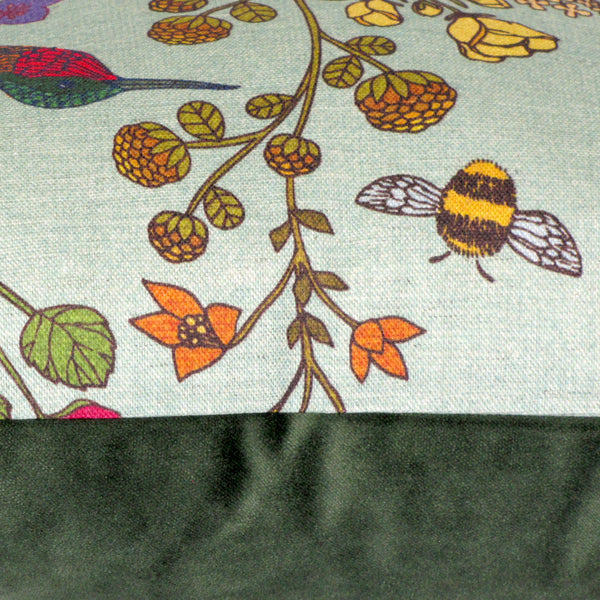Hummingbird linen & velvet cushion cover