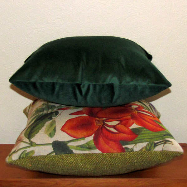 Emerald green velvet cushion cover