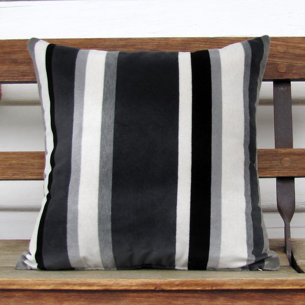 Charcoal South Beach Stripe, indoor/outdoor cushion cover