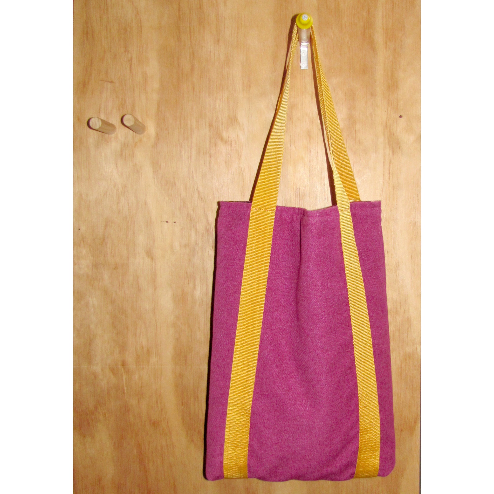 tote bag, pink dolly with yellow strap