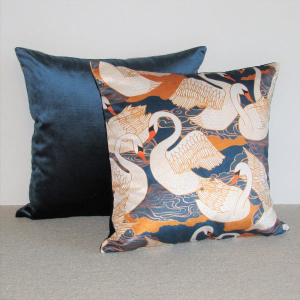 Swan velvet cushion cover