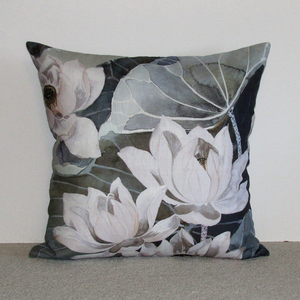 made to order Lotus linen cushion cover