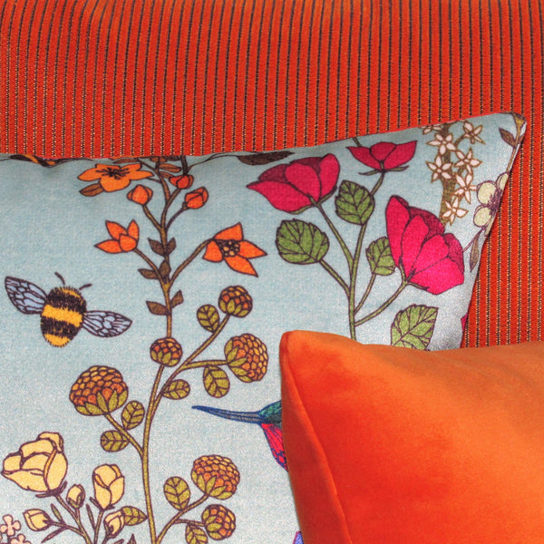 Hummingbird velvet cushion cover