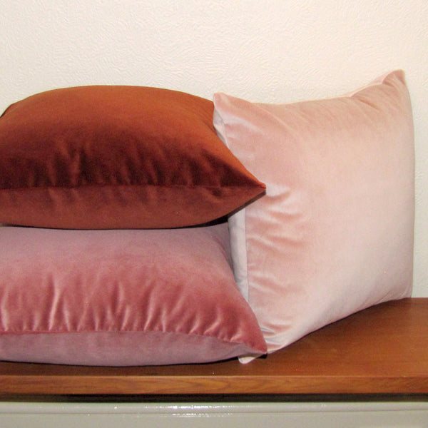 Blush pink velvet cushion cover