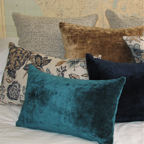 Bespoke Aquamarine luxury Italian velvet cushion cover