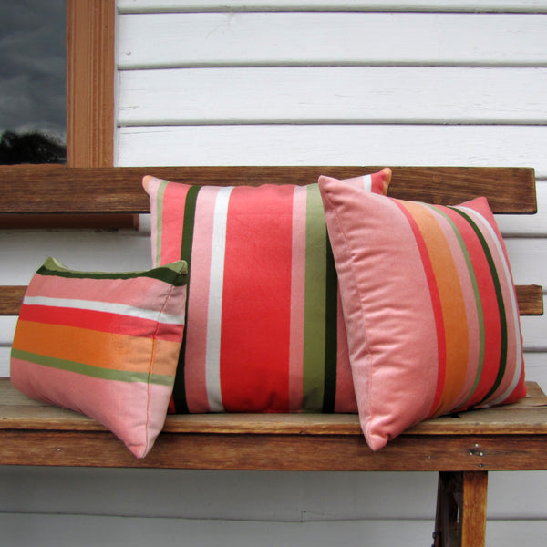 Coral South Beach Stripe, indoor/outdoor cushion cover