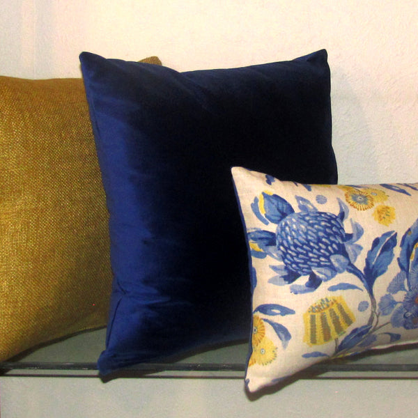 Cobalt blue velvet cushion cover