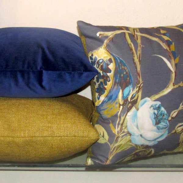 Cobalt blue velvet cushion cover